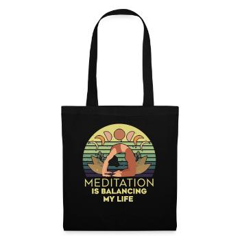 Meditation balanciert mein Leben aus - Stoffbeutel - Schwarz - Vorne