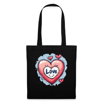 Cœur d’amour - Sac en tissu - noir - Devant