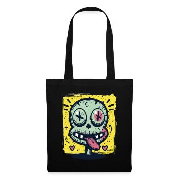 Des cœurs et un vilain fou fou - Sac en tissu - noir - Devant