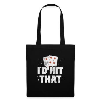 Black Jack Blackjack Kartenspiel Casino Geschenk - Stoffbeutel - Schwarz - Vorne