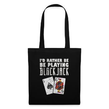 Black Jack Blackjack Kartenspiel Casino Geschenk - Stoffbeutel - Schwarz - Vorne