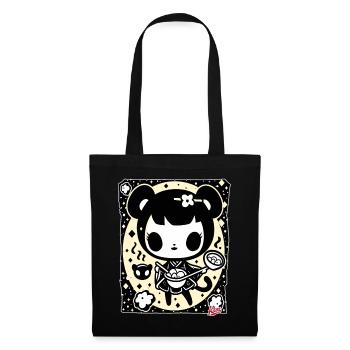 Crazy vintage cartoon girl cooking ramen - Tote Bag - black - Front