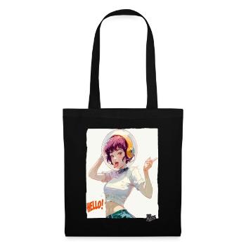 Funny Astronaut Girl Says Hello - Tote Bag - black - Front
