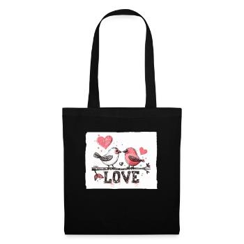 Deux oiseaux aimants, amour d’oiseau - Sac en tissu - noir - Devant