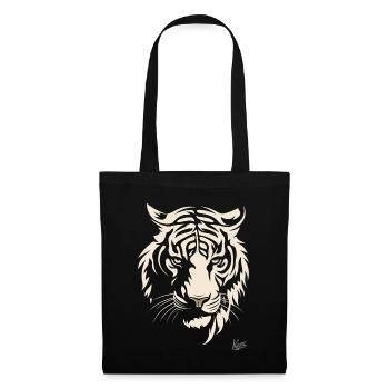 Oeil et tête du tigre - Sac en tissu - noir - Devant