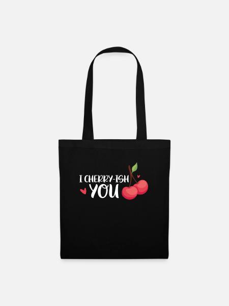 Cerisier Cerisier Fleur de cerisier Fruit Cadeau - Sac en tissu - noir