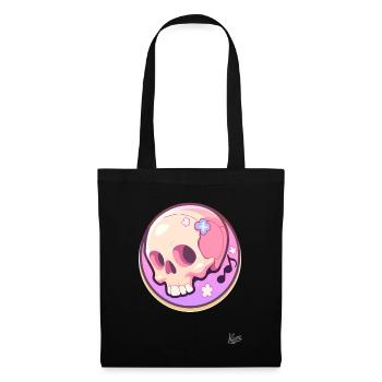 Musical notes and a relaxed cute skull - Tote Bag - black - Front
