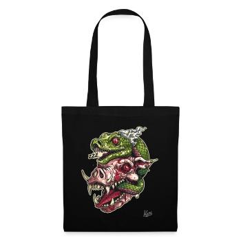 Crâne de serpent à tête de cochon zombie - Sac en tissu - noir - Devant