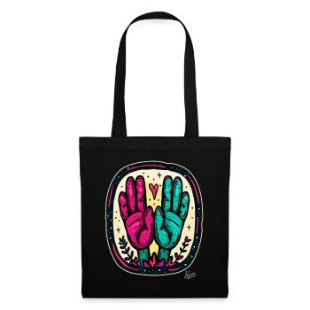 Old-School Retro Tattoo Style: Heart and Hands - Tote Bag - black - Front