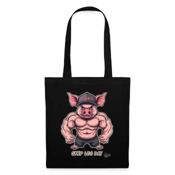 Muscle Bodybuilder Pig : Sautez à nouveau la journée des jambes - Sac en tissu - noir - Devant