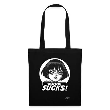 Fille de dessin animé japonais : le travail est ennuyeux - Sac en tissu - noir - Devant