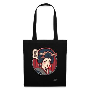 Funny Cartoon Geisha: Oh So Big! - Tote Bag - black - Front