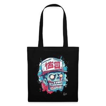 Funny Japanese Streetwear: Zombie Skull - Tote Bag - black - Front