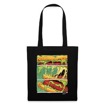 Comic panels: Cheese monster sausage in a bun - Tote Bag - black - Front