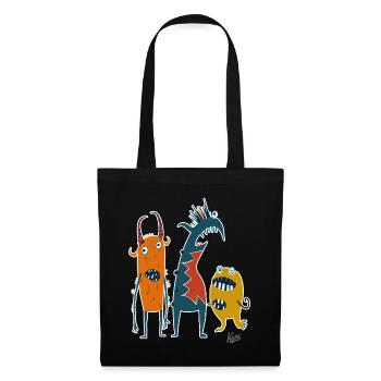 Une troupe comique et drôle de monstres étranges - Sac en tissu - noir - Devant