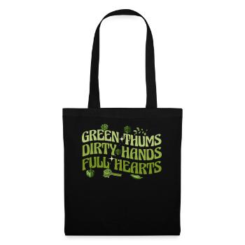 Pouces verts Mains sales Coeurs pleins - Sac en tissu - noir - Devant