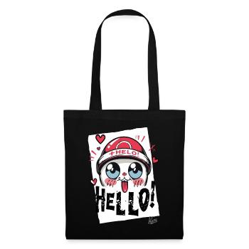 Japanese cartoon cat: So cute, hello! - Tote Bag - black - Front