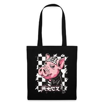 Japanese rocker: Bosozoku pig - Tote Bag - black - Front