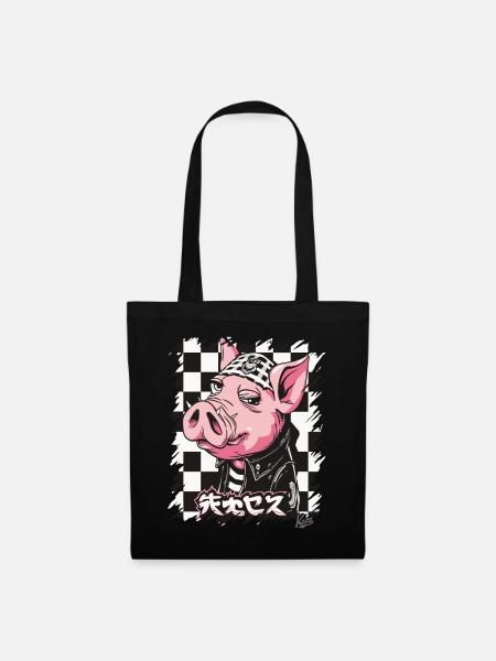 Japanese rocker: Bosozoku pig - Tote Bag - black