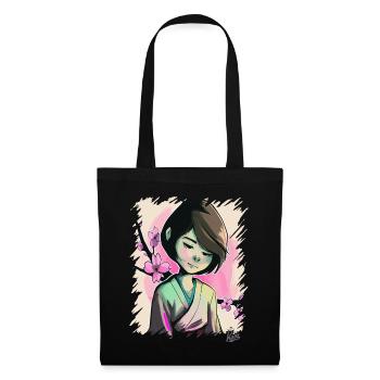 La Sakura Girl japonaise - Sac en tissu - noir - Devant