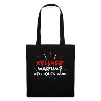 Kellner Spruch Restaurant Lustige Kellner Geschenk - Stoffbeutel - Schwarz - Vorne