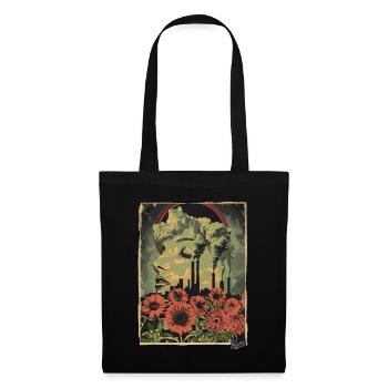 Fleurs industrielles de style propagande - Sac en tissu - noir - Devant