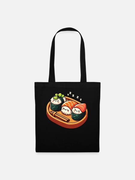 Sushi Essen Japan Nigiri Geschenk - Stoffbeutel - Schwarz