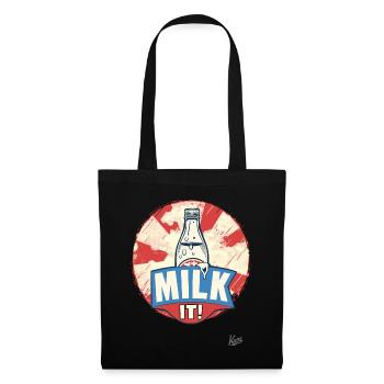 Melke es! Melken genießen: Mit einer Flasche Milch - Stoffbeutel - Schwarz - Vorne