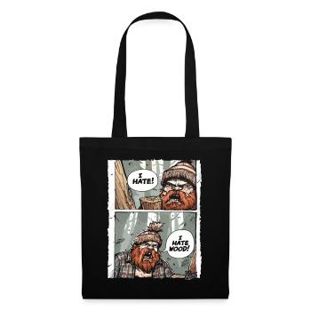 Annoyed angry lumberjack – I hate wood - Tote Bag - black - Front