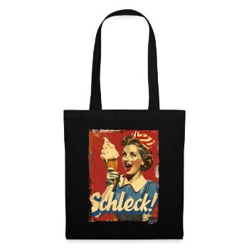 Fröhliche 1950er-Hausfrau mit Eiscreme – Schleck! - Stoffbeutel - Schwarz - Vorne