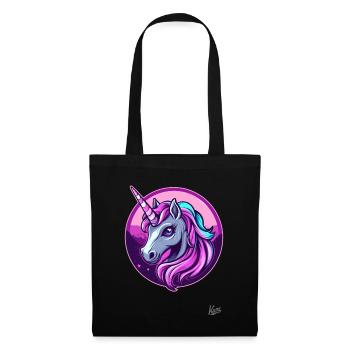 Süßes und cooles Einhorn - Stoffbeutel - Schwarz - Vorne