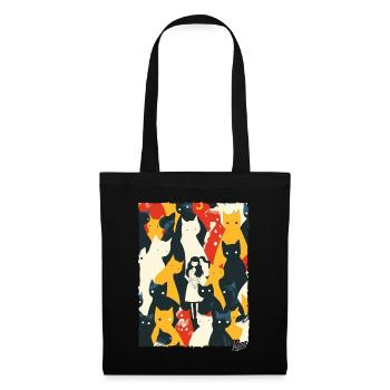 Lady Abstract Art with Cats - Tote Bag - black - Front