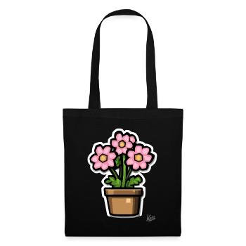 a pot of green-pink flowers - Tote Bag - black - Front