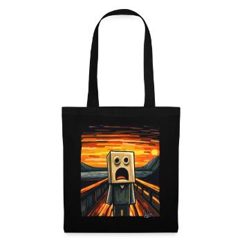 The Scream in Pixel Cartoon Style with Box Head - Tote Bag - black - Front