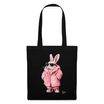Super cool pink fur coat with bunny in it - Tote Bag - black - Front