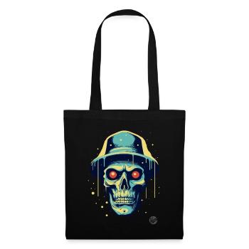 Drôle cool crâne avec chapeau - Sac en tissu - noir - Devant
