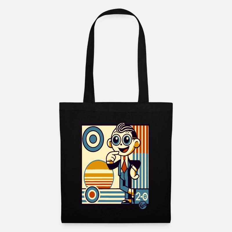 Retro Cartoon Gentleman im Stil der 20er Deco-Art - Stoffbeutel - Schwarz