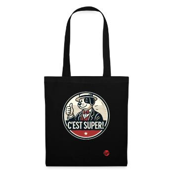 C'est super! Retro Cartoon Dog - Tote Bag - black - Front