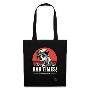 Bad Times, trauriger Vintage retro cartoon Hund - Stoffbeutel - Schwarz - Vorne