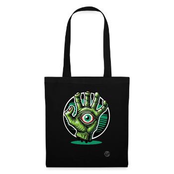 Main Mutant Zombie Vert avec Œil - Sac en tissu - noir - Devant