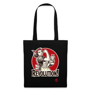 Hausfrau und Mama mit Baby: Revolution - Stoffbeutel - Schwarz - Vorne