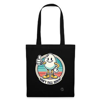 Pouce vers le haut œuf rétro – Ne tombez pas ! - Sac en tissu - noir - Devant
