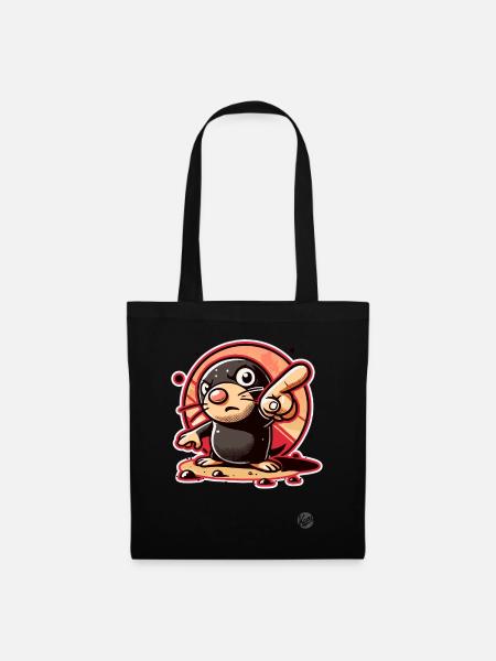Funny mole pointing with finger - Tote Bag - black