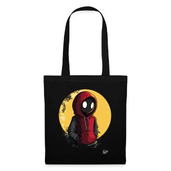 Mystérieux personnage de dessin animé en sweat à capuche rouge - Sac en tissu - noir - Devant
