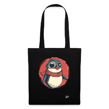 Cheerful penguin with glasses and scarf - Tote Bag - black - Front