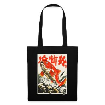 Vintage Japon Koi Carpe - Sac en tissu - noir - Devant