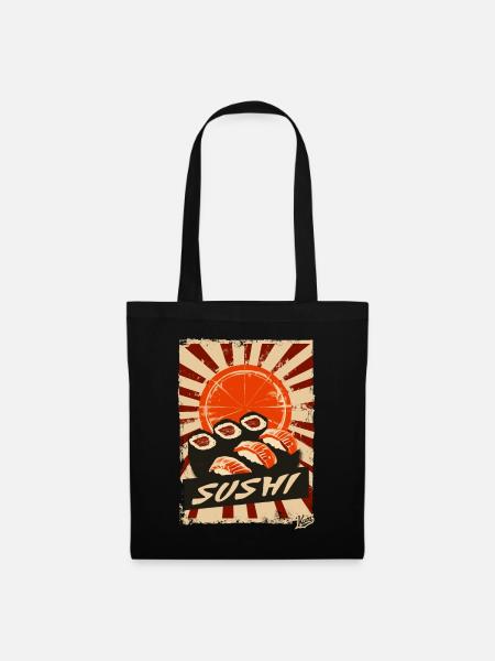 Vintage Retro Sun and Sushi - Tote Bag - black