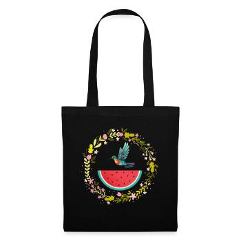 Melon pastèque Fruit d’été Cadeau végétalien - Sac en tissu - noir - Devant