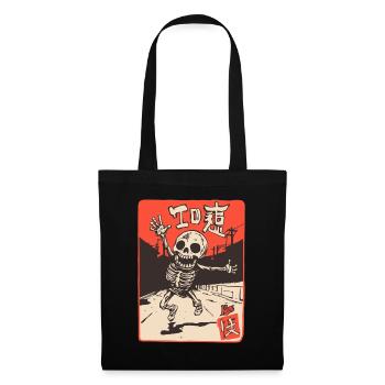 Japanese Edo Japan Retro Cartoon Skeleton - Tote Bag - black - Front