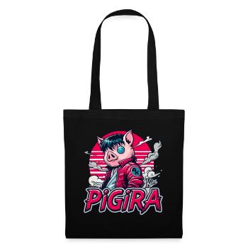 Pigira: The Japanese Cyber Punk Hero Pig - Tote Bag - black - Front